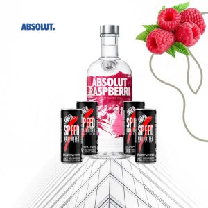 Combo Vodka Absolut Raspberry + 4 Speed 250ml